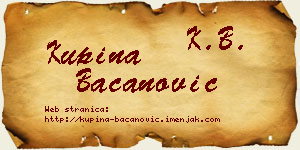 Kupina Bacanović vizit kartica